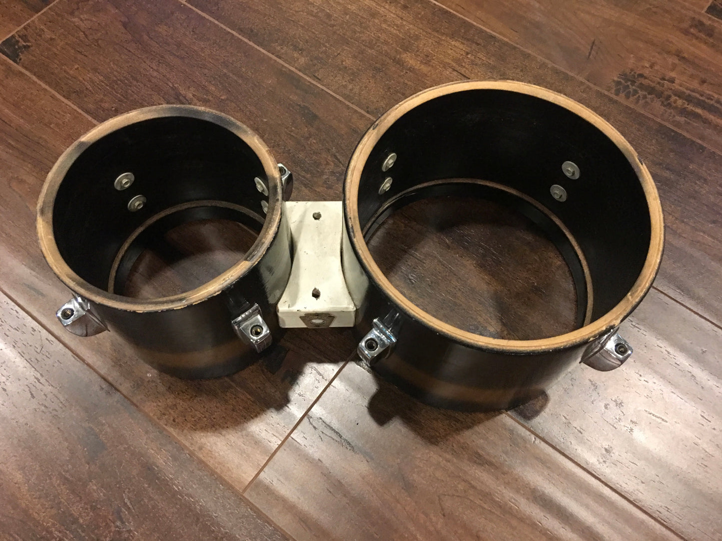 Vintage 1960s Ludwig Black & Gold Duco 6" & 8" Bongo Drums