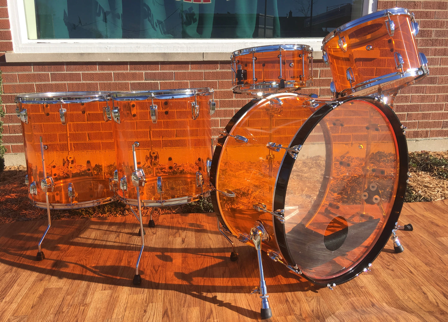 RCI / Ludwig Amber Vistalite Bonham Drum Set 26/14/16/18/ w/ 6.5x14 Snare
