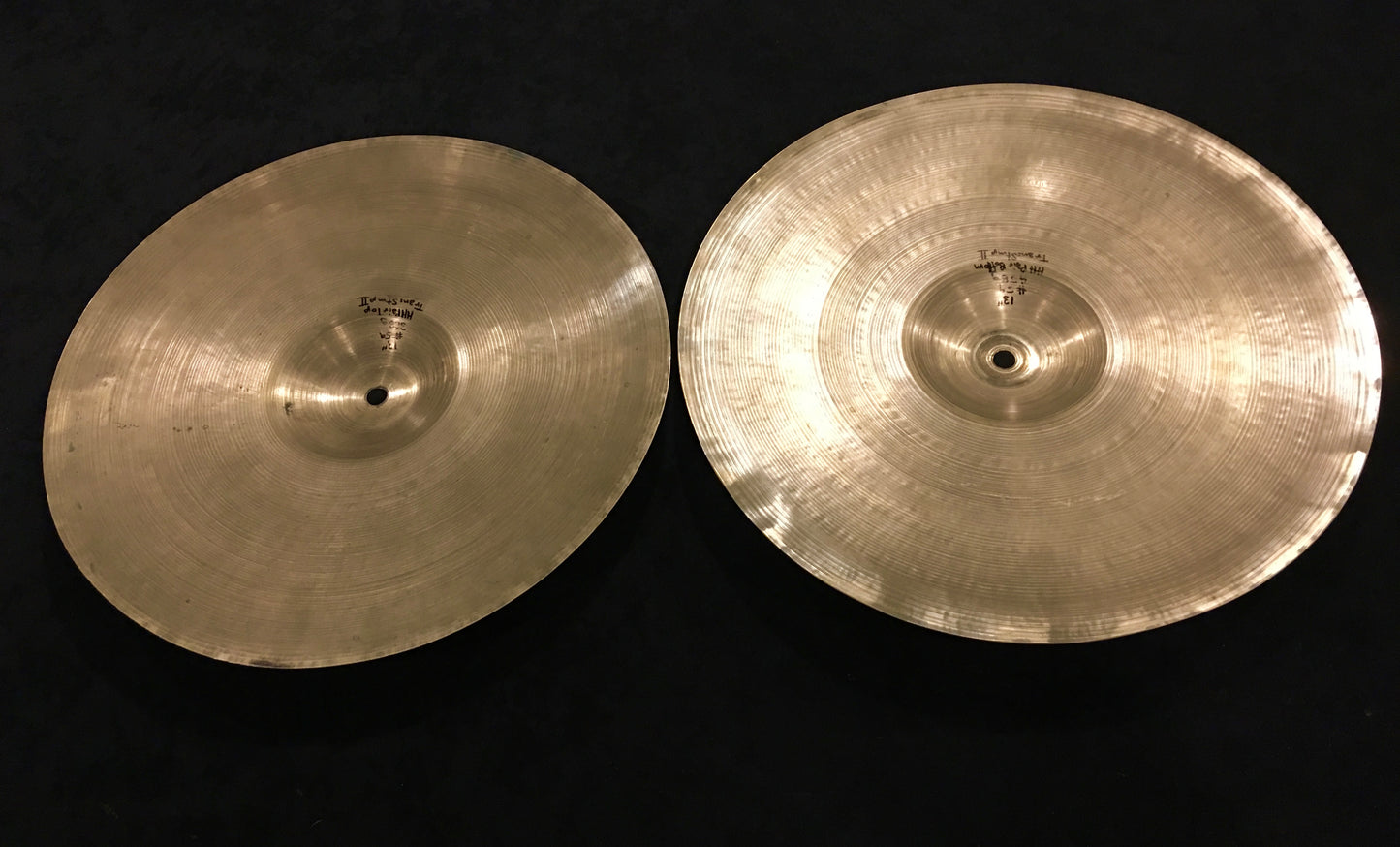 13" Vintage Zildjian A Tran Stamp Hi Hat Cymbal Pair - Light 388/458g #59