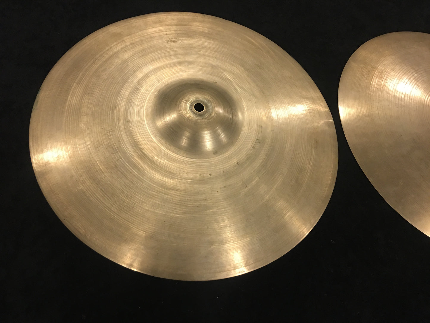 14" Early '50s Zildjian A Tran Stamp Hi Hat Cymbal Pair 600/646g #262