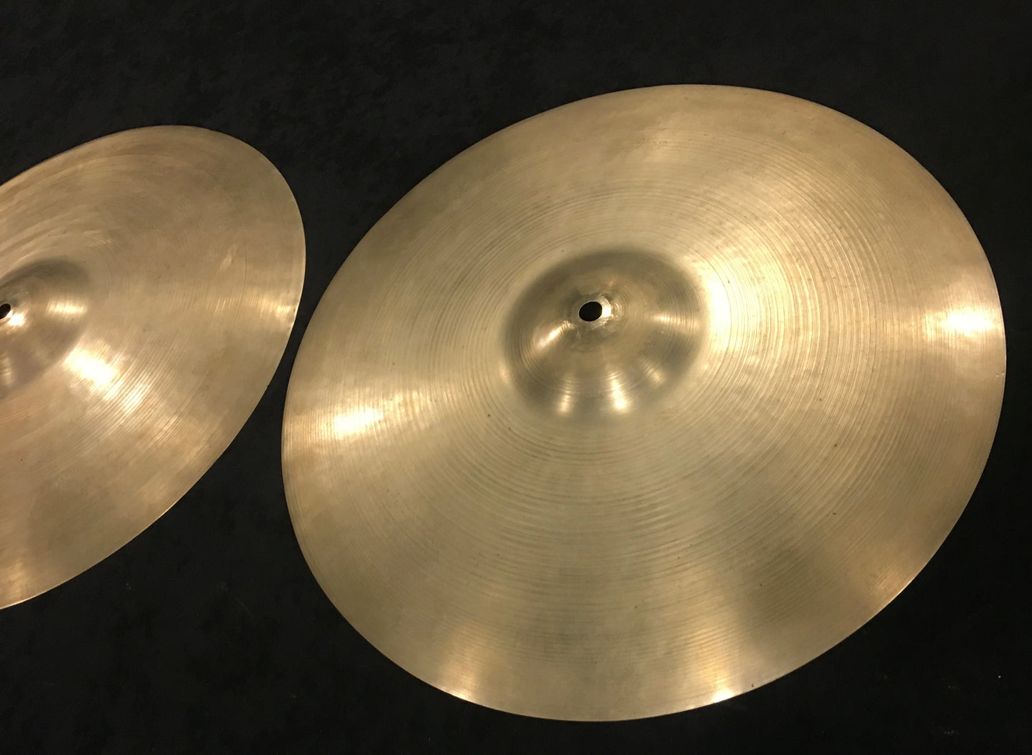 14" Early '50s Zildjian A Tran Stamp Hi Hat Cymbal Pair 600/646g #262