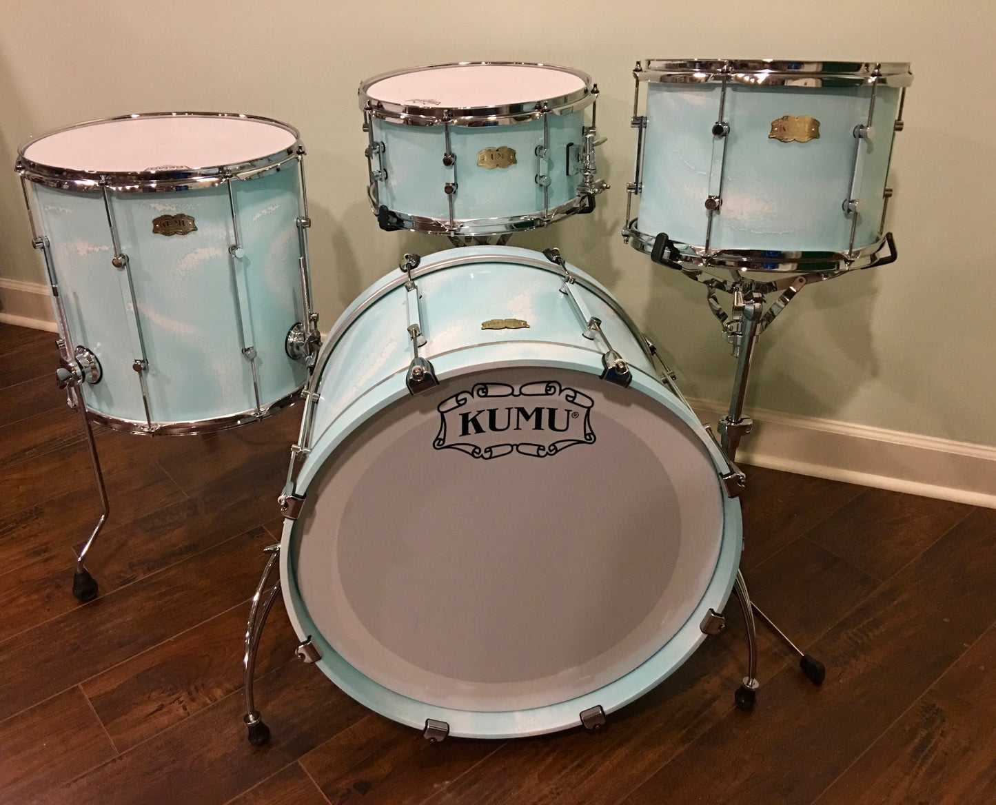 Kumu All Birch Custom One-Off Drum Set in Special Seafoam Finish for NAMM