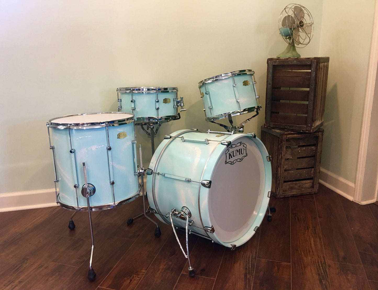 Kumu All Birch Custom One-Off Drum Set in Special Seafoam Finish for NAMM