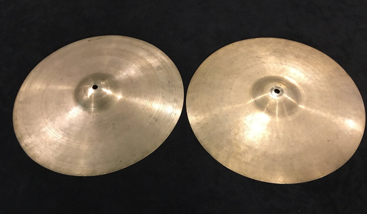 14" Zildjian A early '50s Trans Stamp Hi Hat Cymbal Pair 618/692g #497