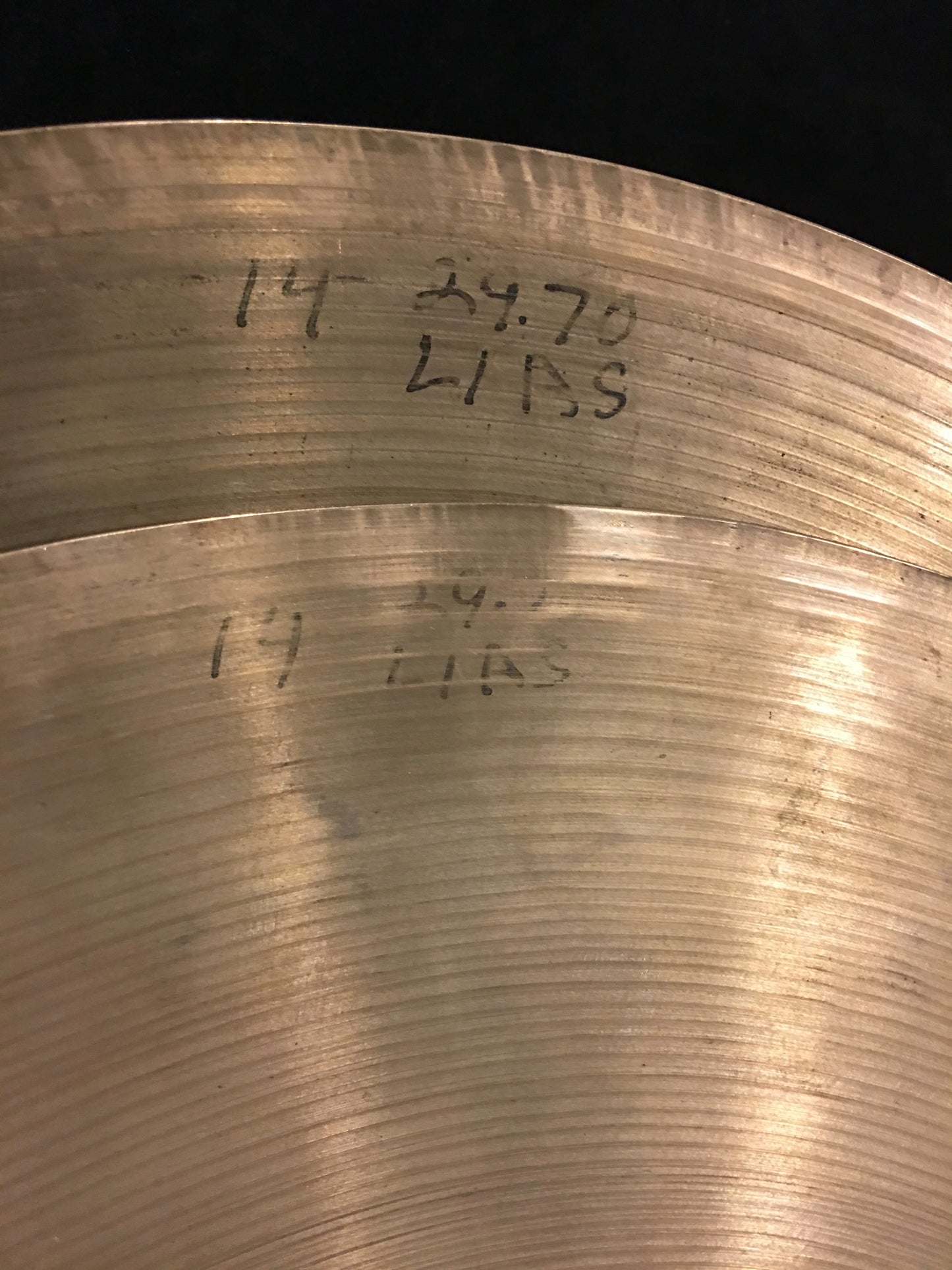14" Zildjian A early '50s Trans Stamp Hi Hat Cymbal Pair 618/692g #497