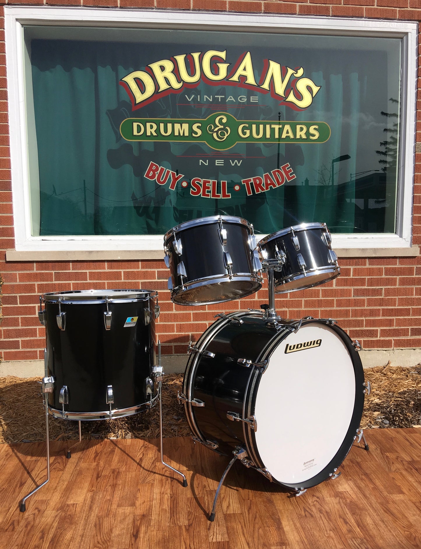 Ludwig 1977 Big Beat Drum Set 24/12/13/16 - Black Cortex - Closet Classic