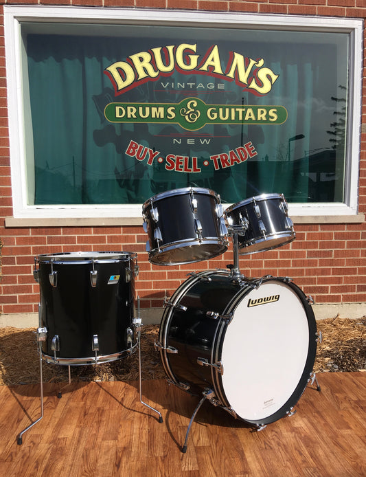 Ludwig 1977 Big Beat Drum Set 24/12/13/16 - Black Cortex - Closet Classic