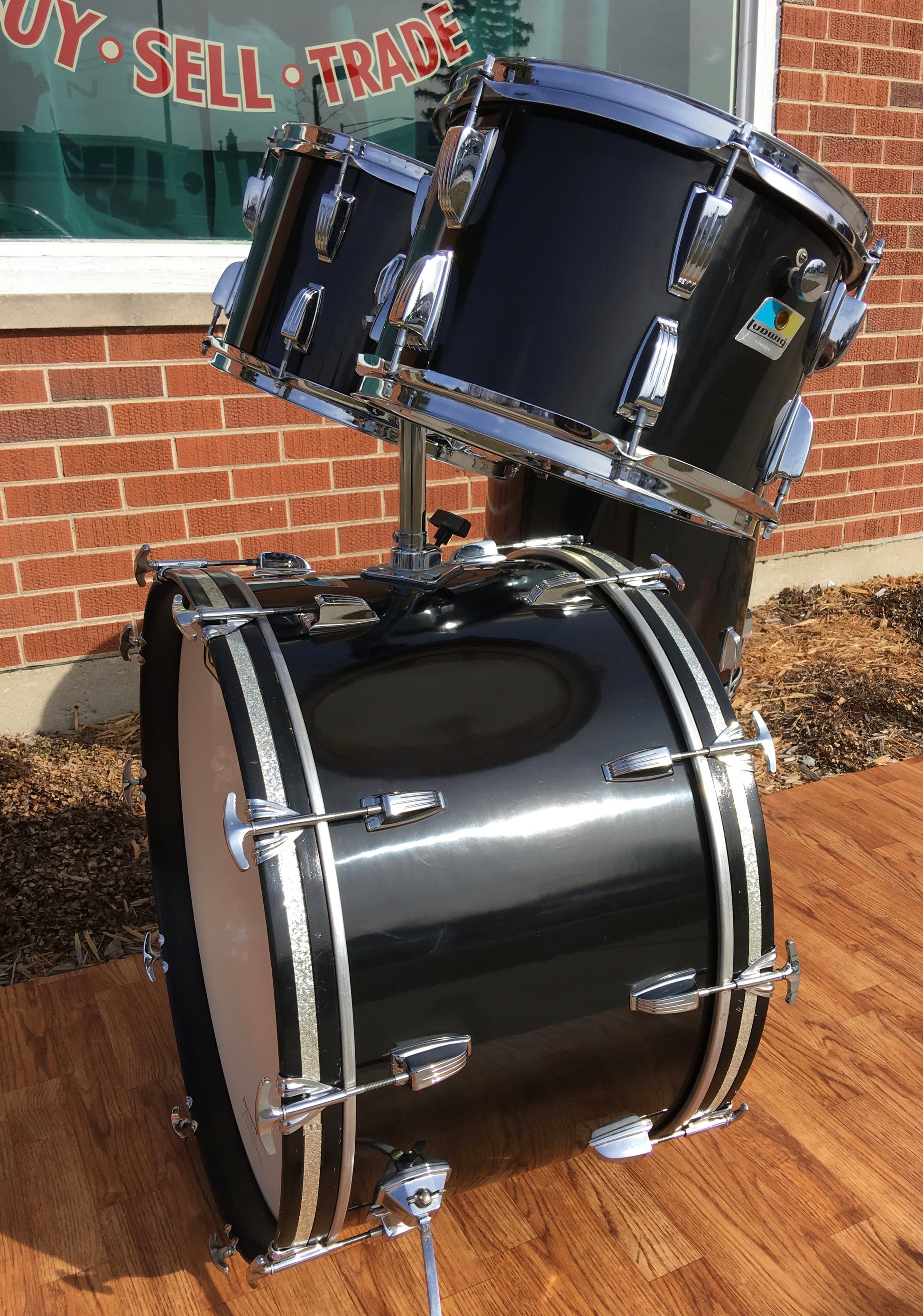 Ludwig 1977 Big Beat Drum Set 24 12 13 16 Black Cortex Closet