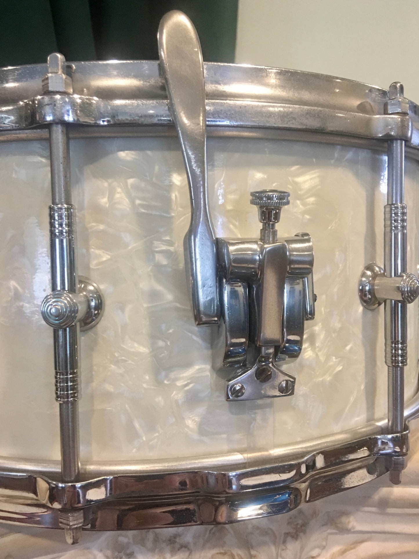 1954 Gretsch BroadKaster "Name Band" White Marine Pearl Drum Set w/ 6.5x14 Gladstone Snare Drum *Time Capsule*