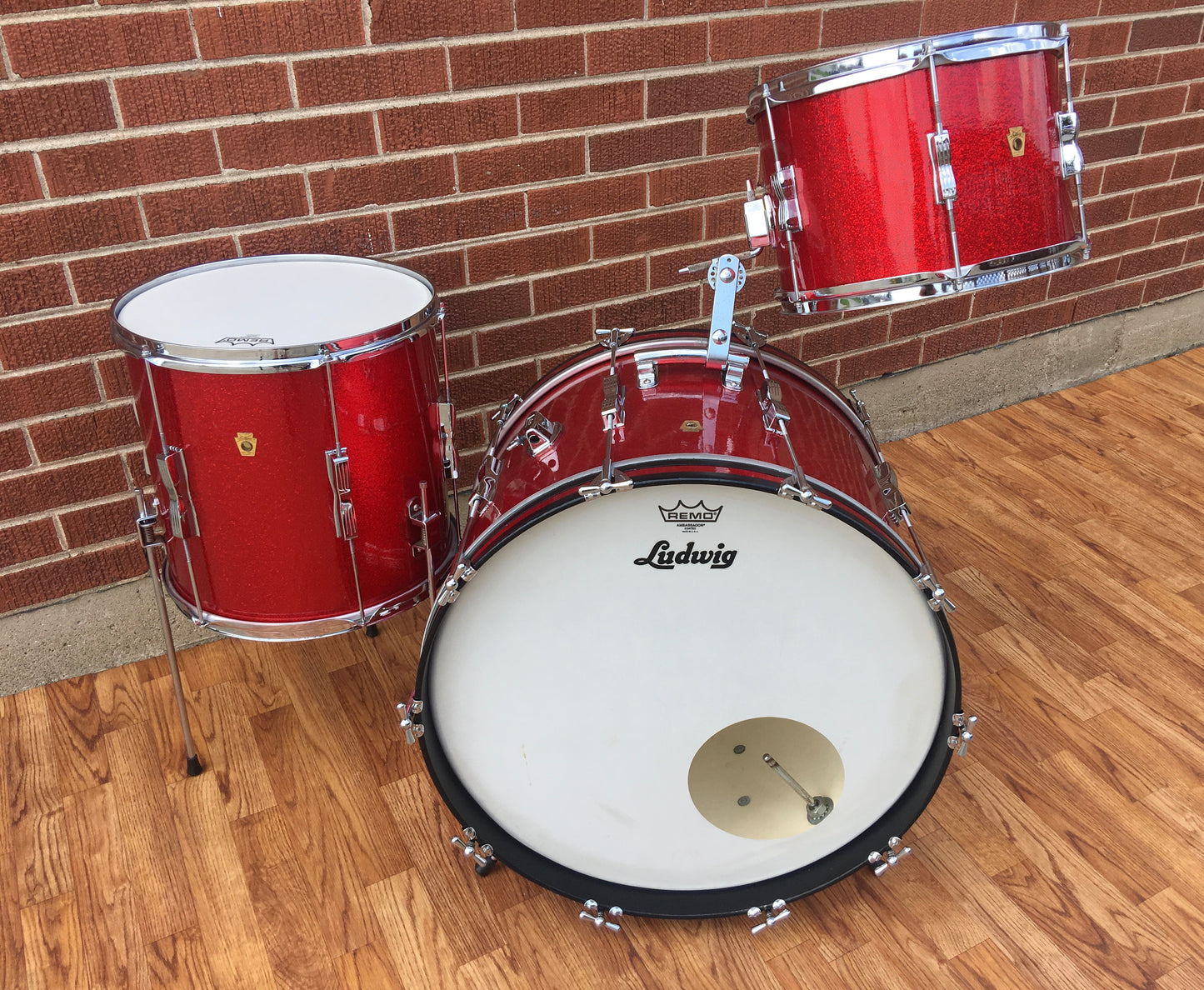 1966 Ludwig Club Date Drum Set - Red Sparkle 22/13/14x14