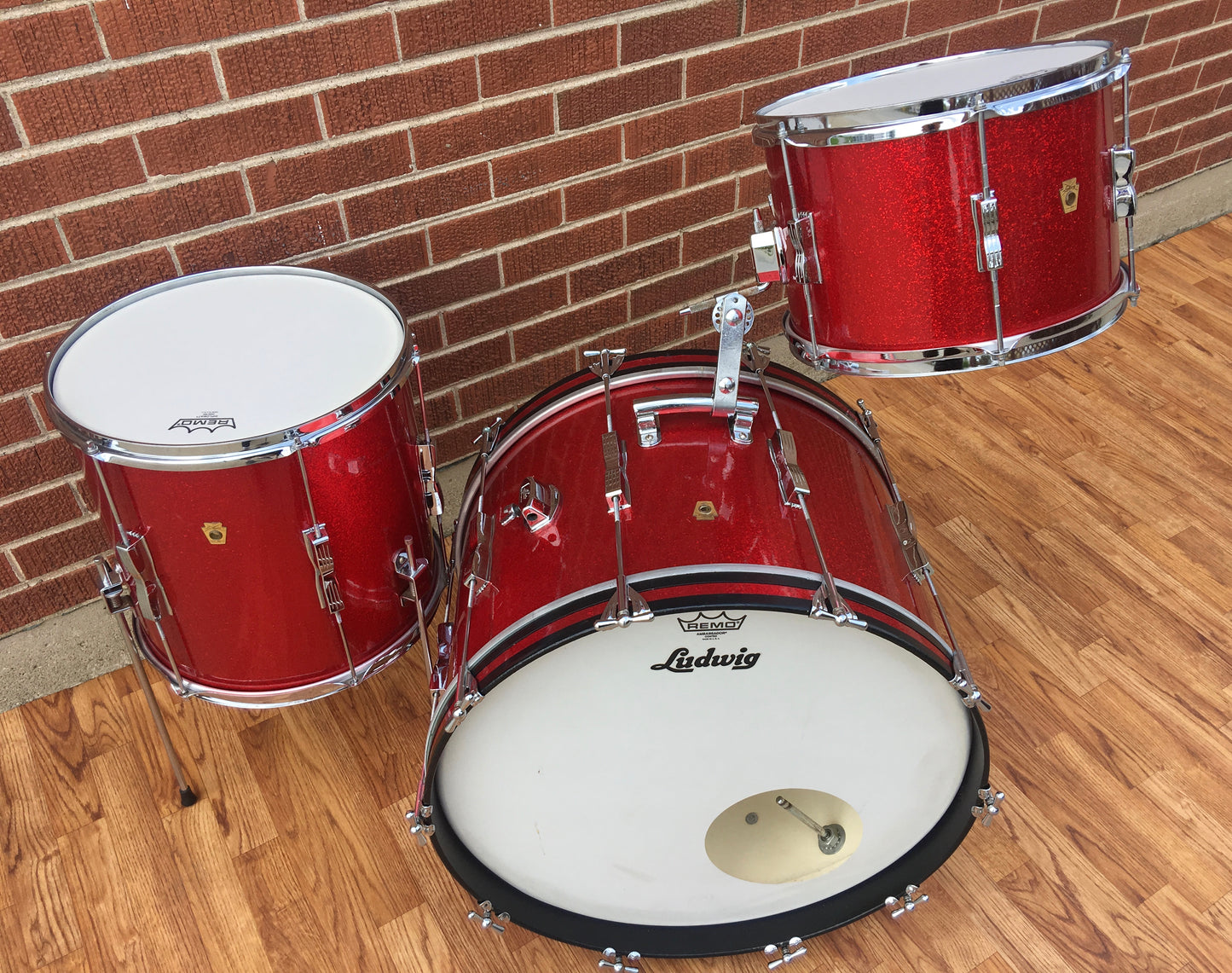 1966 Ludwig Club Date Drum Set - Red Sparkle 22/13/14x14