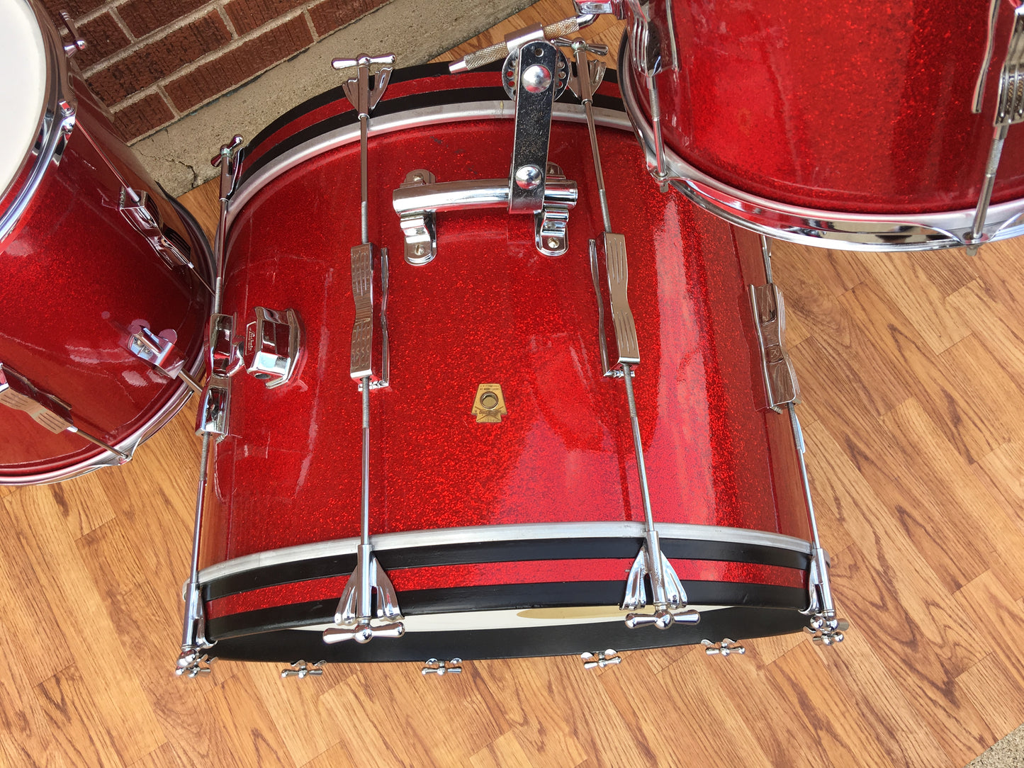 1966 Ludwig Club Date Drum Set - Red Sparkle 22/13/14x14