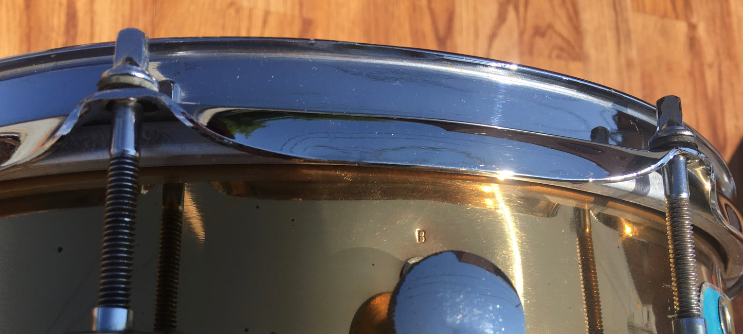Rare Vintage 1979/80 Ludwig 6.5"x14" Smooth Bronze/Brass "B" Stamp Snare Drum
