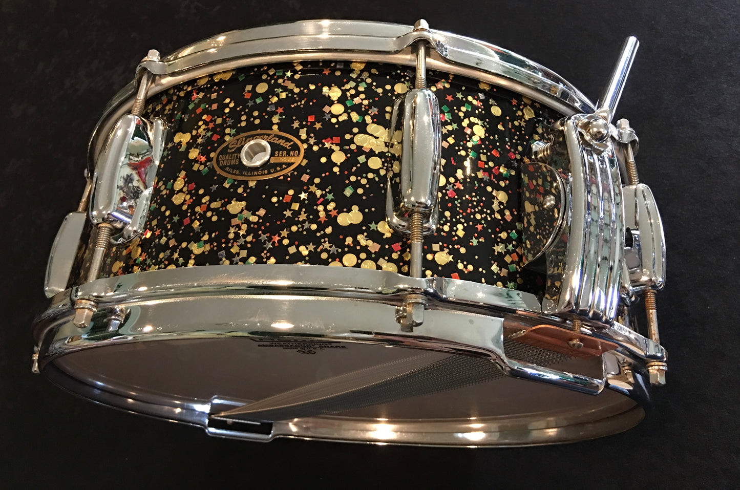 1962 Slingerland Mardi Gras Radio King Super Gene Krupa 5.5x14 Solid Shell Snare Drum
