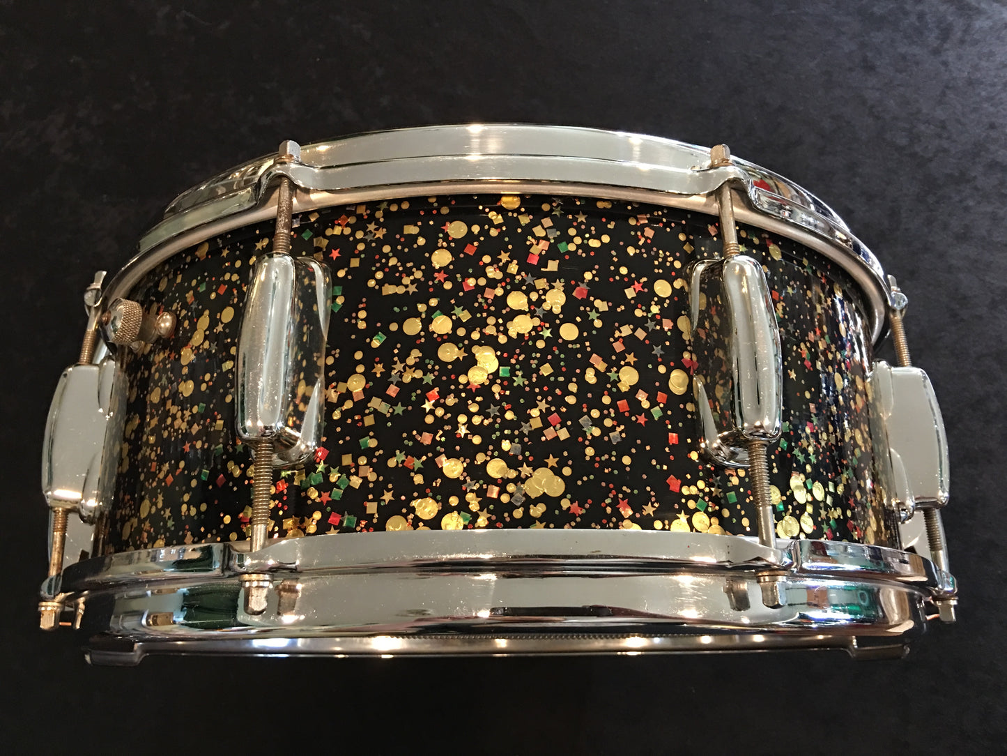 1962 Slingerland Mardi Gras Radio King Super Gene Krupa 5.5x14 Solid Shell Snare Drum