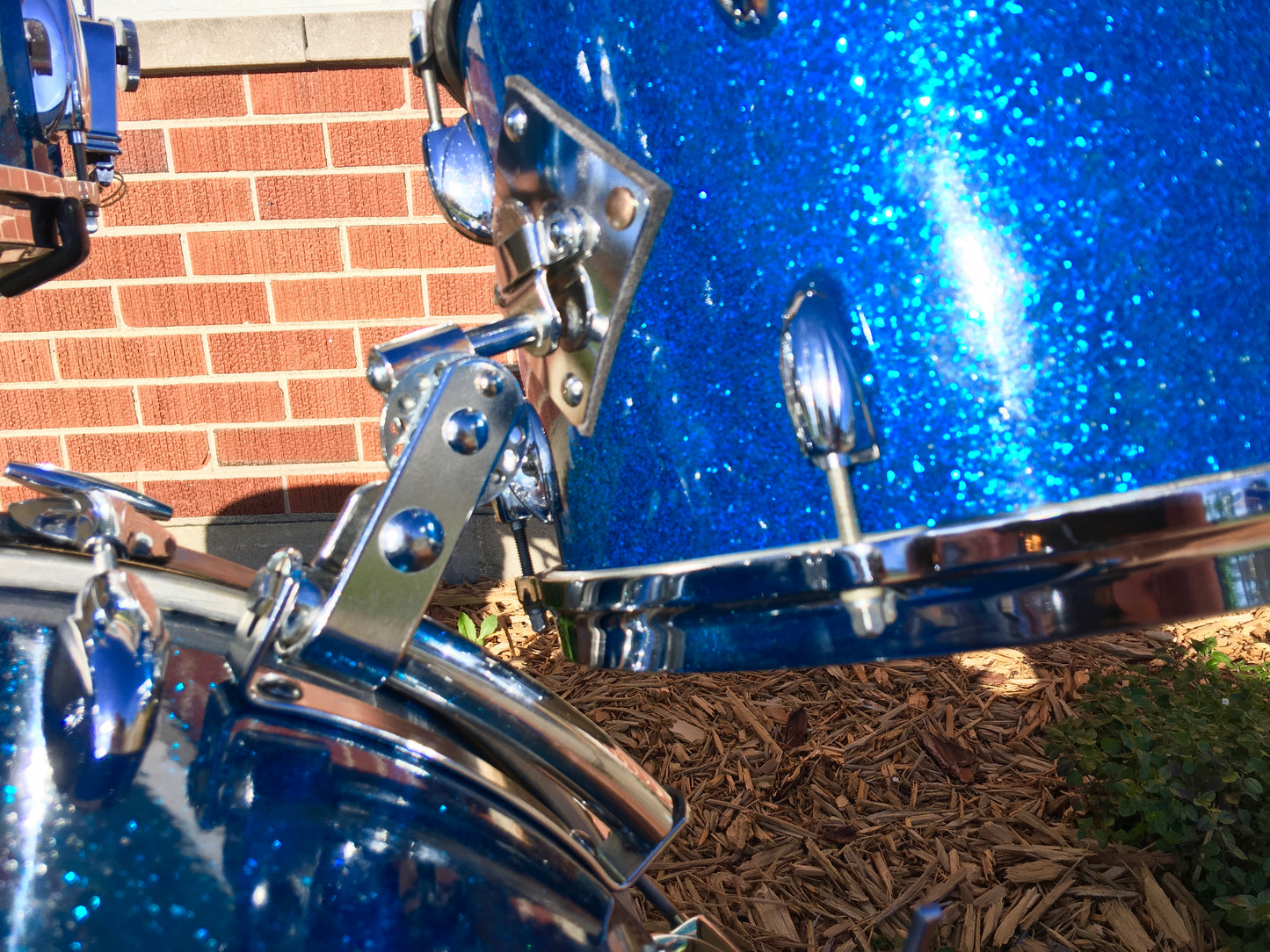 1959/60 Gretsch Round Badge Broadkaster Name-Band Drum Set - Blue Glass Glitter 22/13/16/5x14 Snare