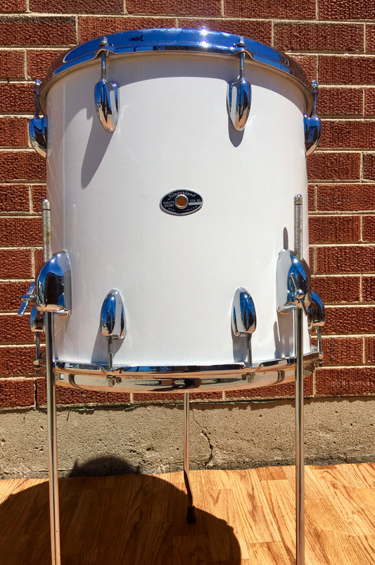 1970s Slingerland 14"X14" Bop Floor Tom White Gloss Pearl 3 Ply CLEAN !