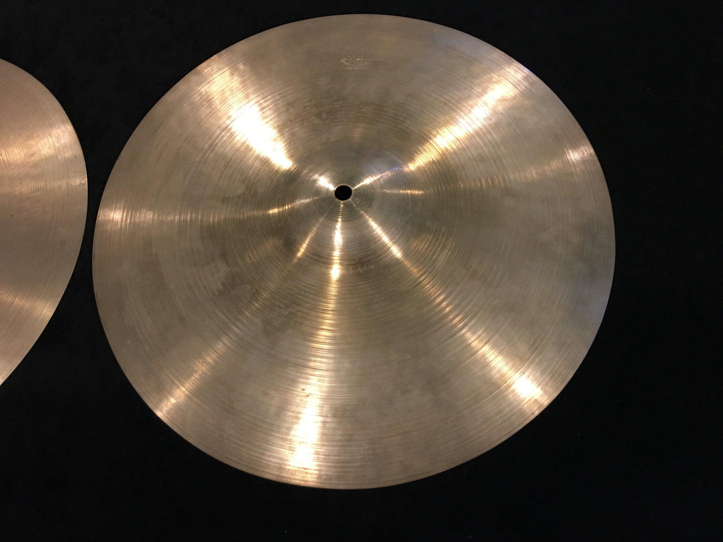 14" Early 1950s Zildjian A Trans Stamp Hi Hat Cymbal Pair 728/732g #519