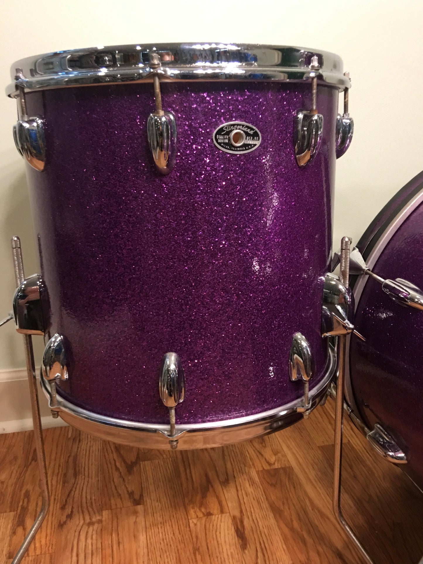 Early 1970s Slingerland Purple Sparkle "No. 9N Modern Jazz Outfit" Drum Set 20" 12" 14"