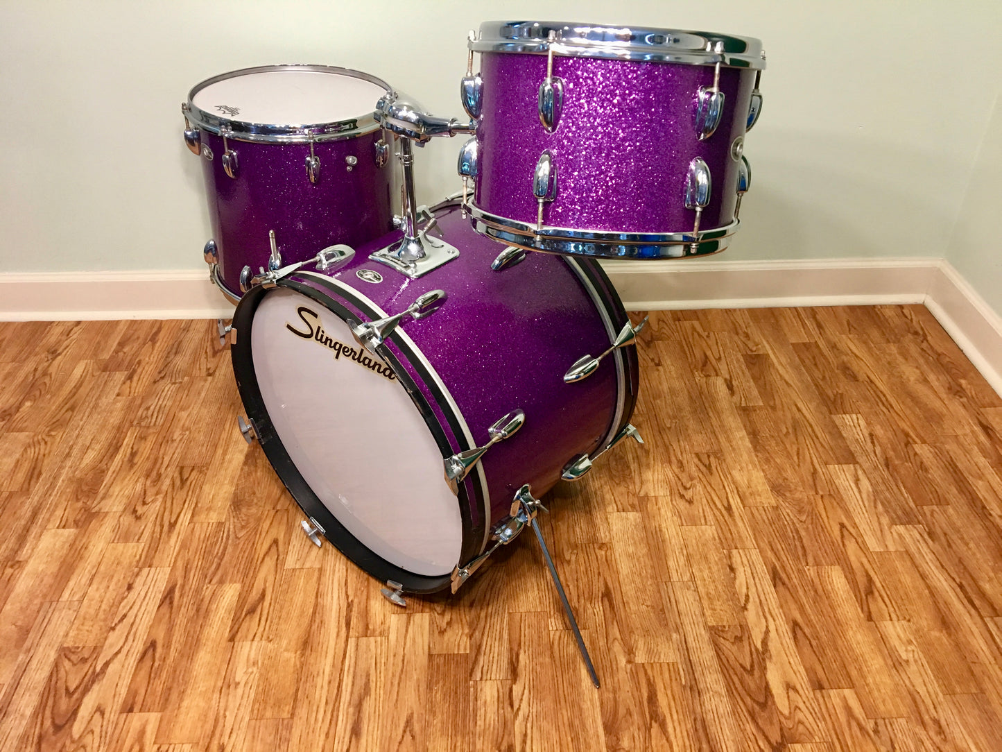 Early 1970s Slingerland Purple Sparkle "No. 9N Modern Jazz Outfit" Drum Set 20" 12" 14"