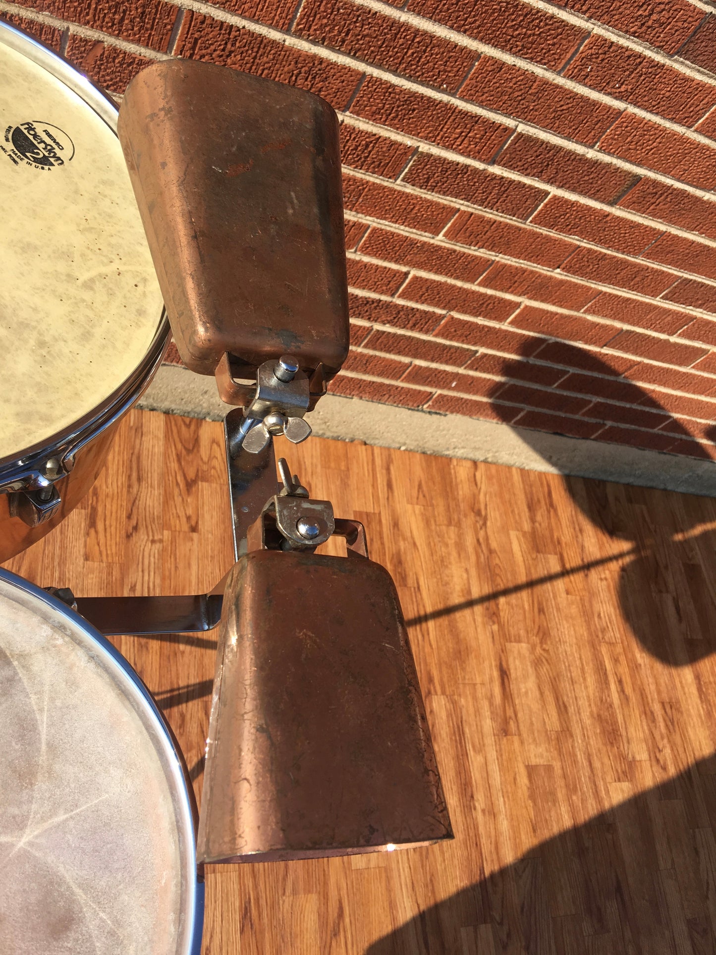 1948-52 WFL / Ludwig Timbale Drum Set With Dual Cowbells and Stand  10.5" & 13"