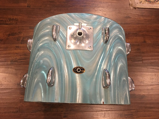 Vintage 1960's Slingerland 14x20 Green Satin Flame Pearl Bass Drum