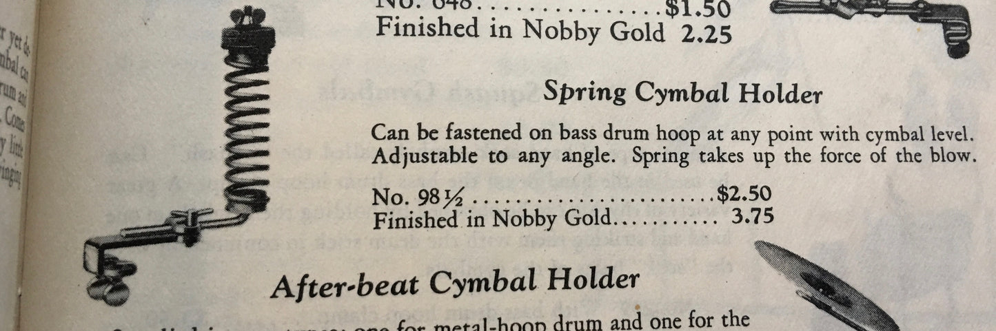1920's/30's Ludwig & Ludwig / Leedy Spring Cymbal Holder for Rail or Hoop