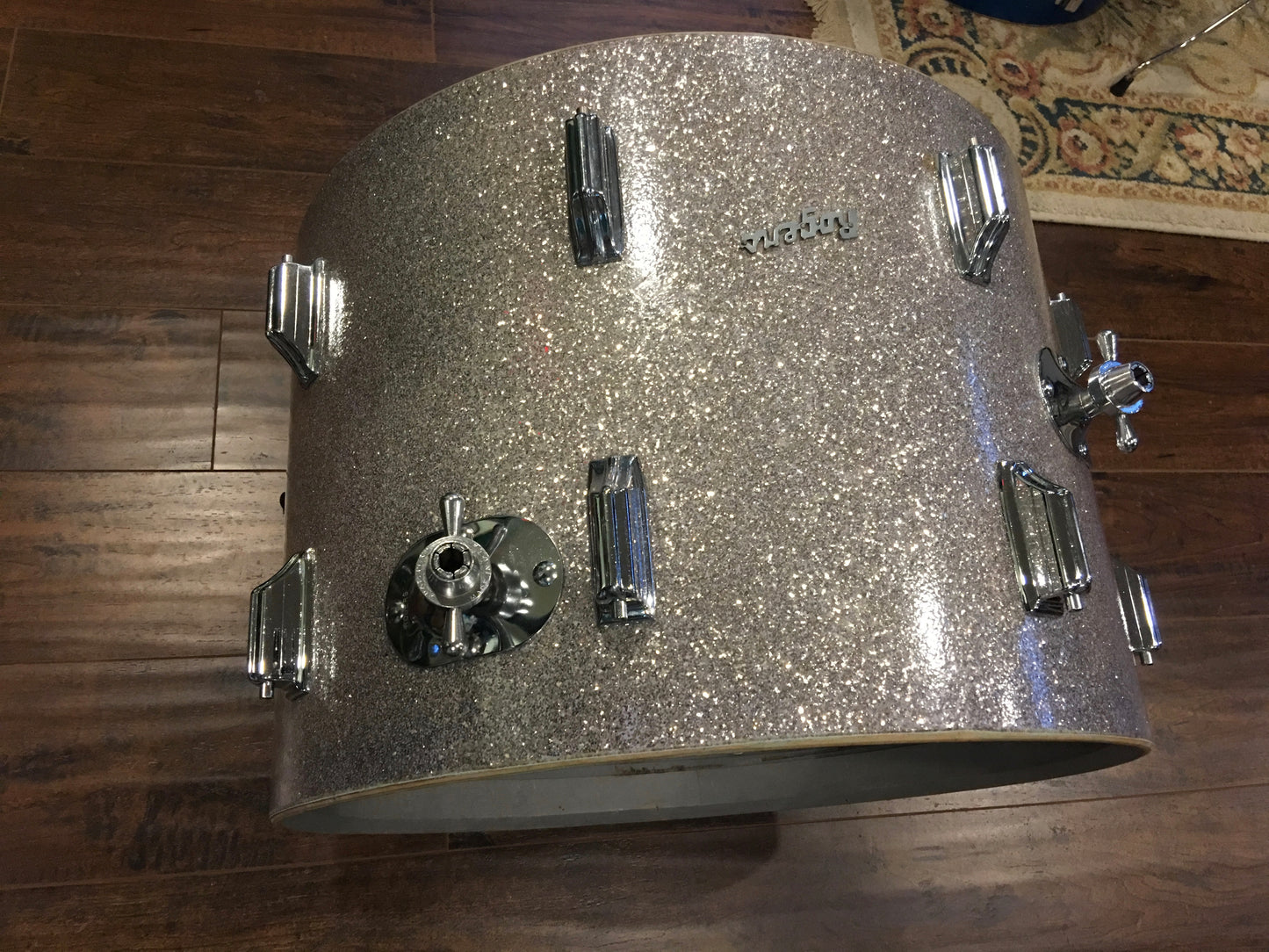 1960's Rogers Cleveland 14x20 Holiday Silver Glass Glitter Sparkle Bass Drum