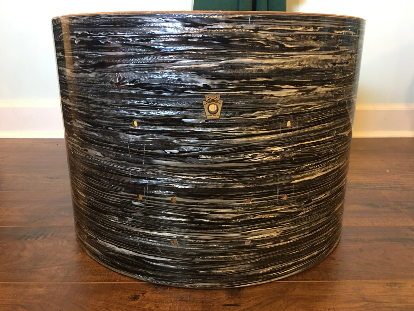 1960s Ludwig 14x20 Keystone Club Date Bass Drum Shell Oyster Black Pearl