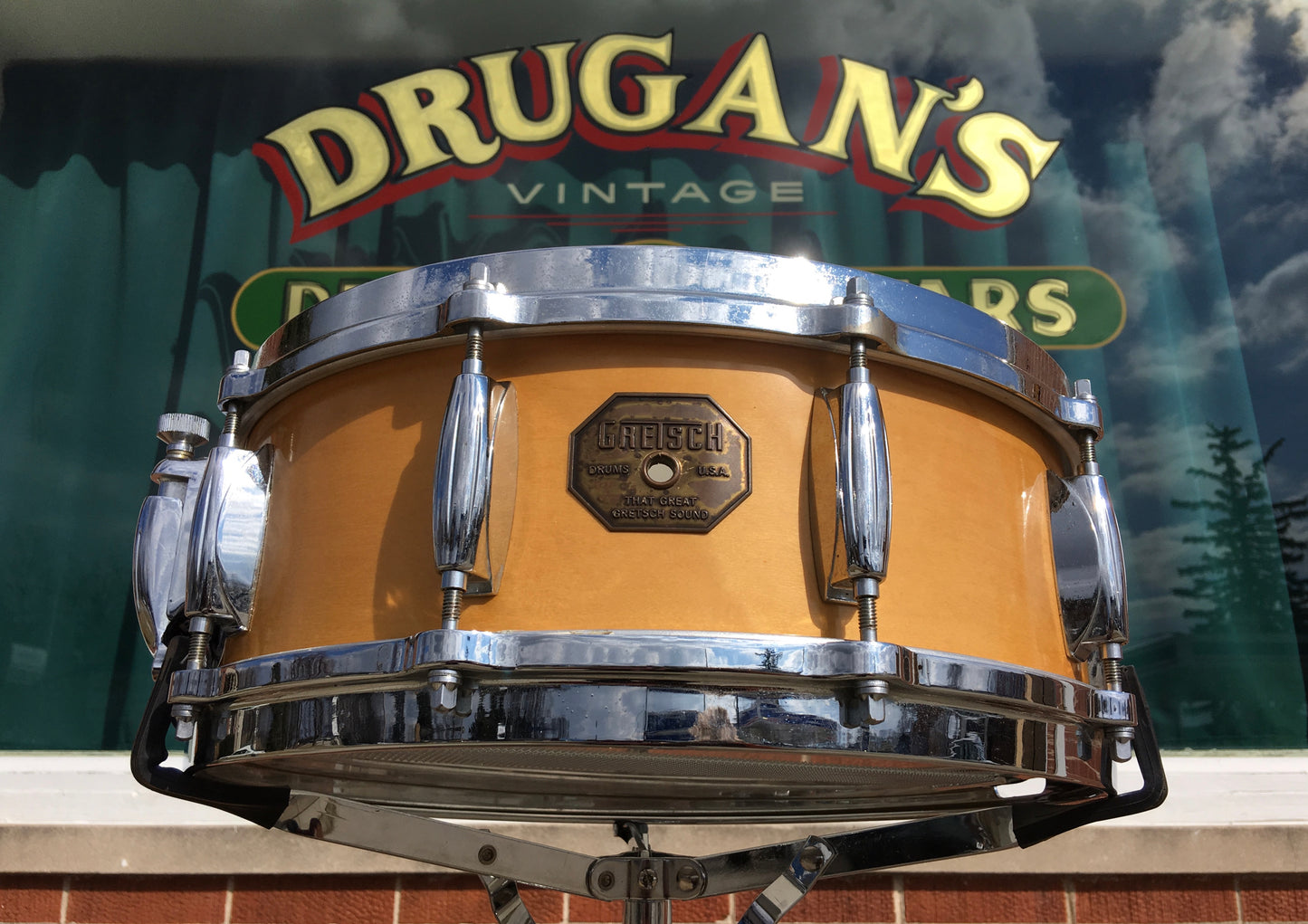 1973 Gretsch 10 Lug 5.5x14 Snare Drum Natural Maple 6 ply Model 4158