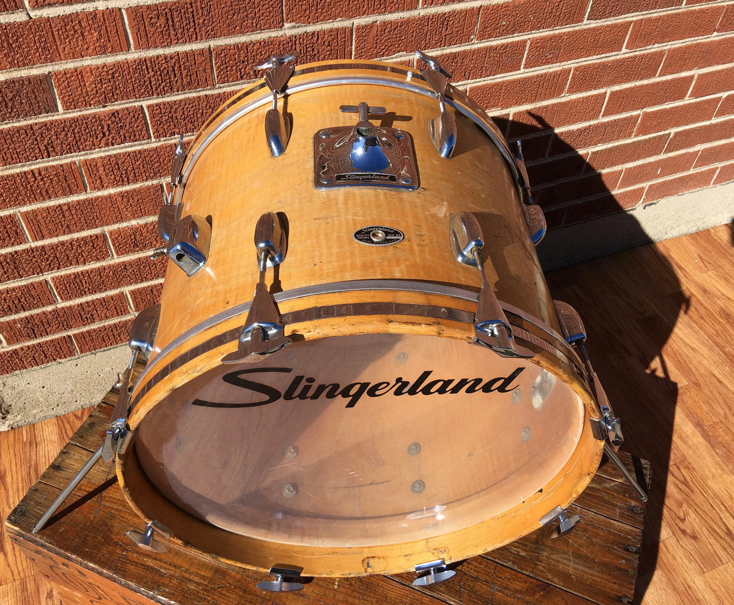 1970's Slingerland 14x18 Bop Bass Drum 3 Ply Natural Maple