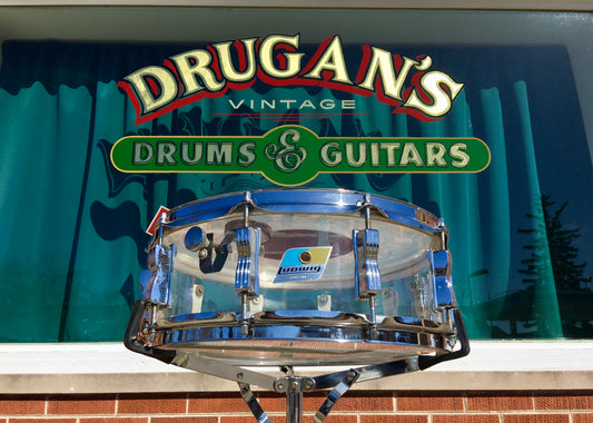 1970's Ludwig Clear 5x14 Vistalite 10 Lug Snare Drum