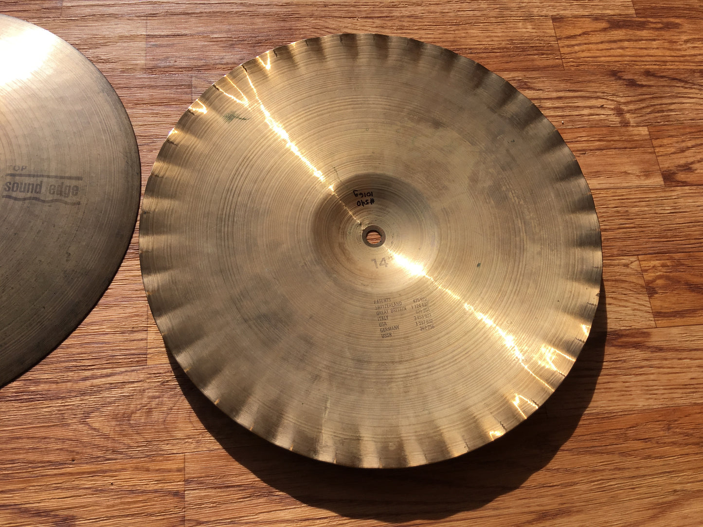 14" 1976 Paiste Black Label 2002 Sound Edge Hi-Hat Cymbals 958/1016g #540