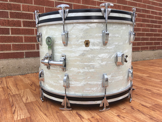 Early 1960's Ludwig Pre-Serial Super Classic Bass Drum White Marine Pearl 14X22