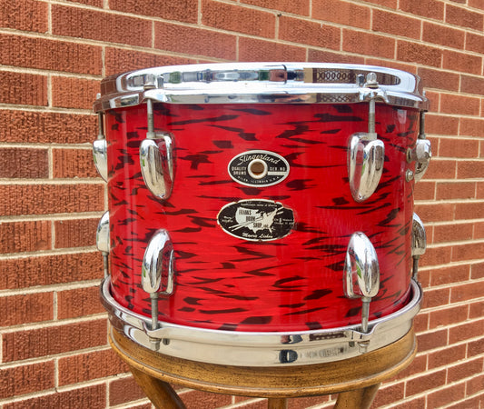 1970s Slingerland 8x12 3 Ply Red Tiger Tom Drum