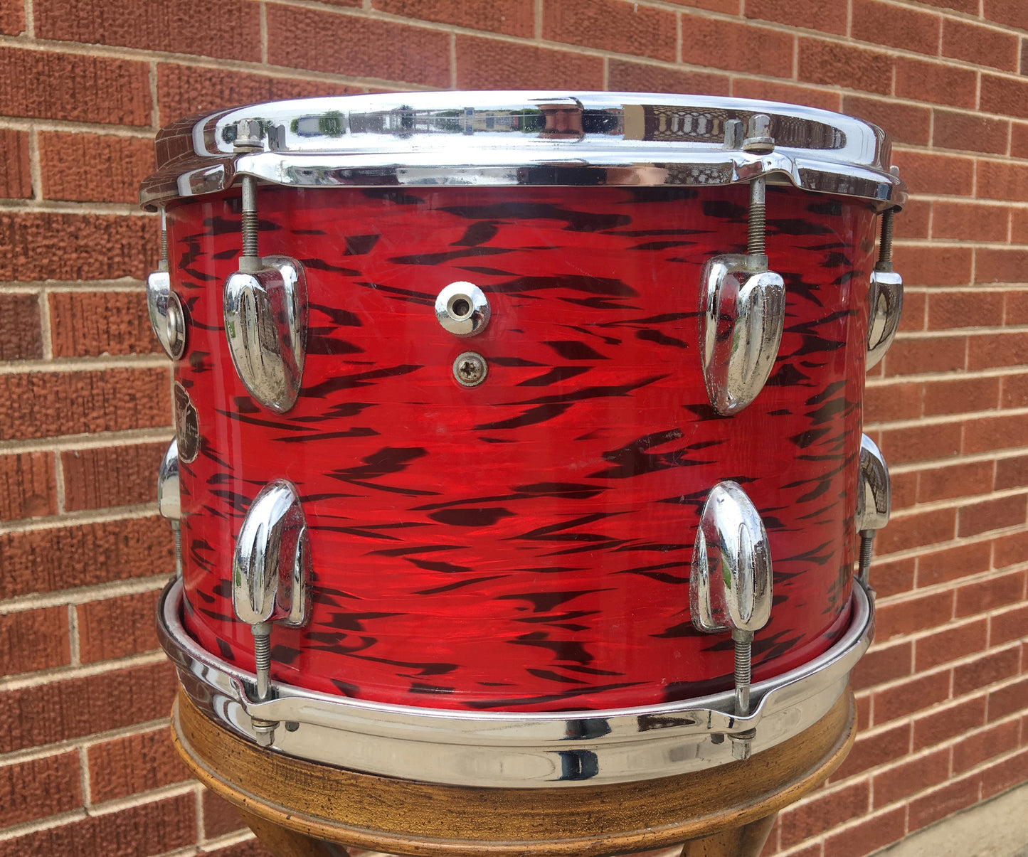 1970s Slingerland 8x12 3 Ply Red Tiger Tom Drum