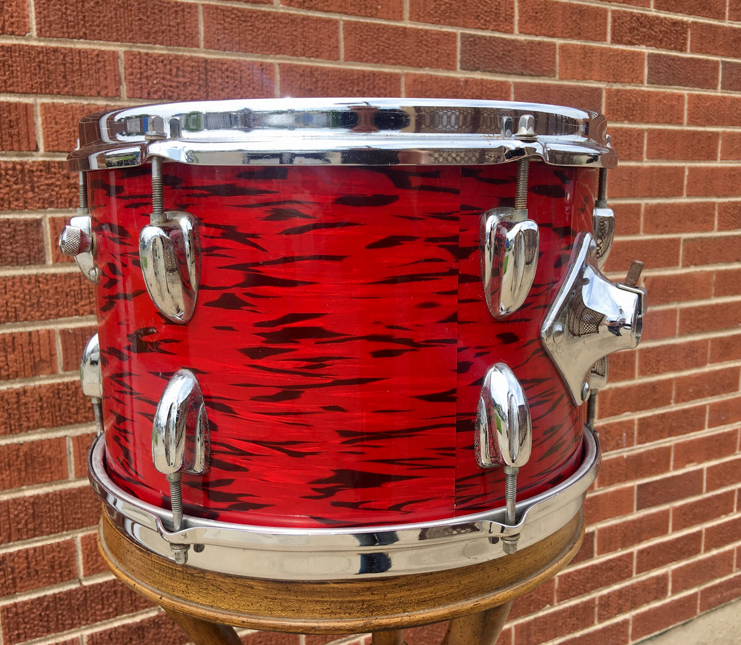 1970s Slingerland 8x12 3 Ply Red Tiger Tom Drum