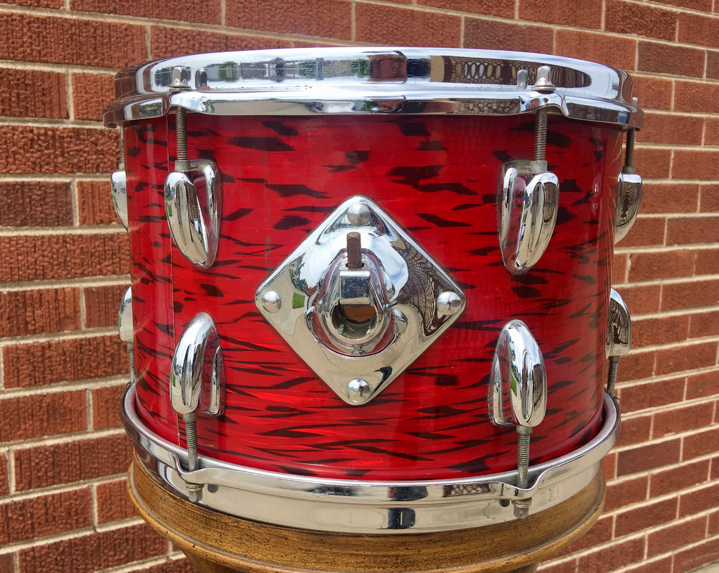 1970s Slingerland 8x12 3 Ply Red Tiger Tom Drum