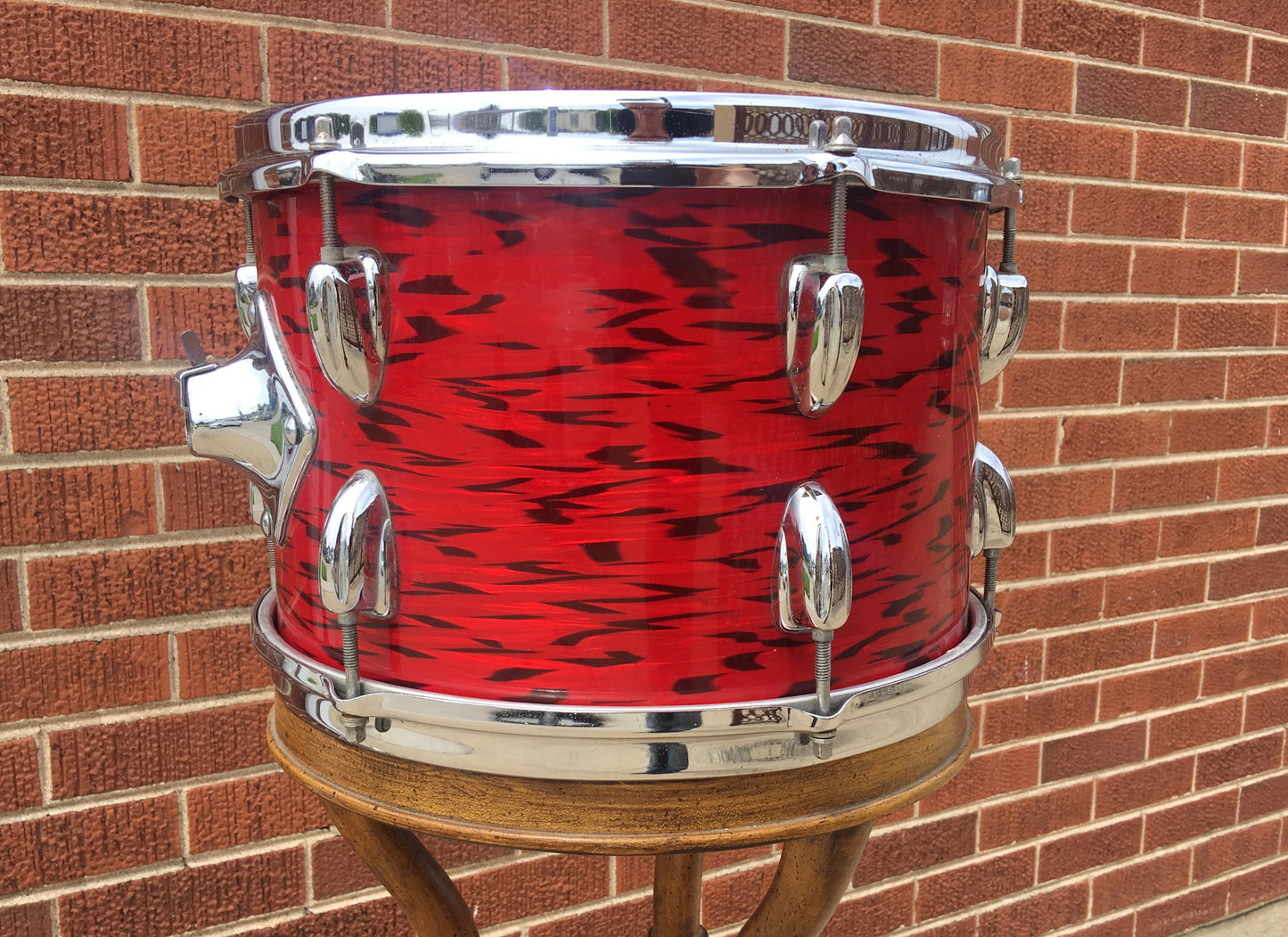 1970s Slingerland 8x12 3 Ply Red Tiger Tom Drum