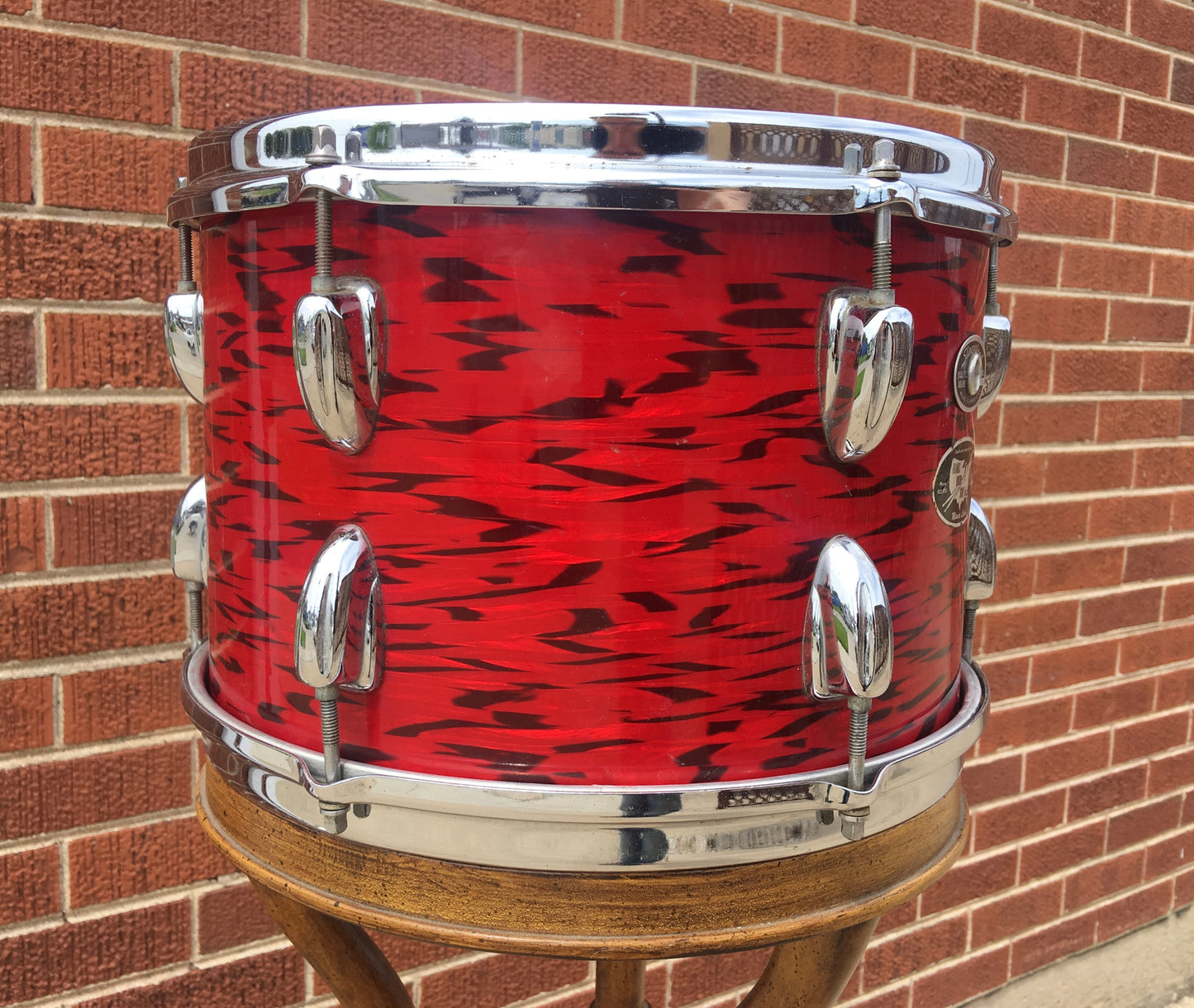 1970s Slingerland 8x12 3 Ply Red Tiger Tom Drum