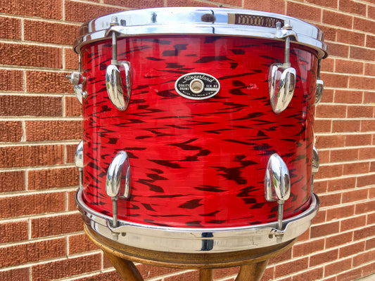 1970s Slingerland 9x13 3 Ply Red Tiger Tom Drum