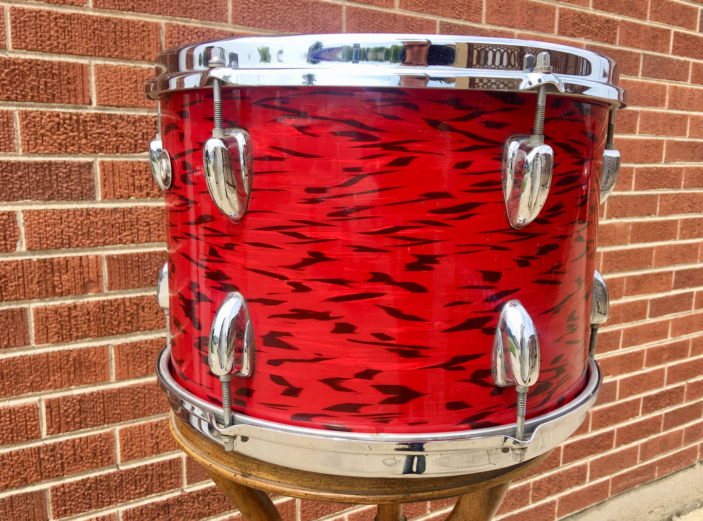 1970's Slingerland 9x13 3 Ply Red Tiger Tom Drum