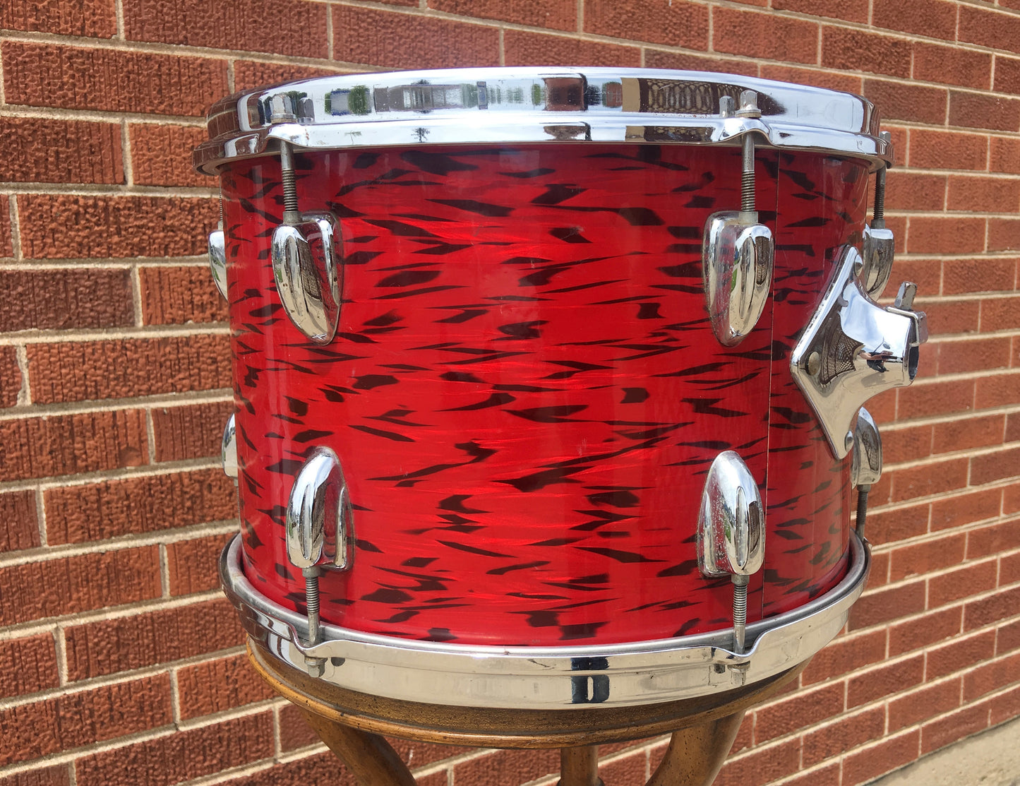 1970's Slingerland 9x13 3 Ply Red Tiger Tom Drum