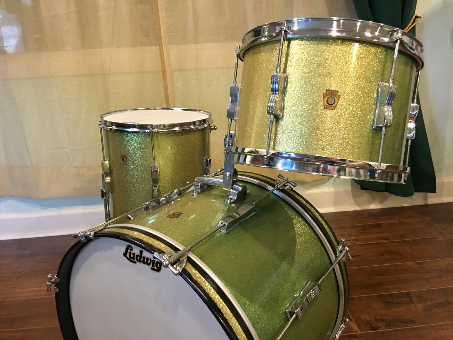 1965 Ludwig Keystone Club Date Drum Set Green Sparkle 20/12/14