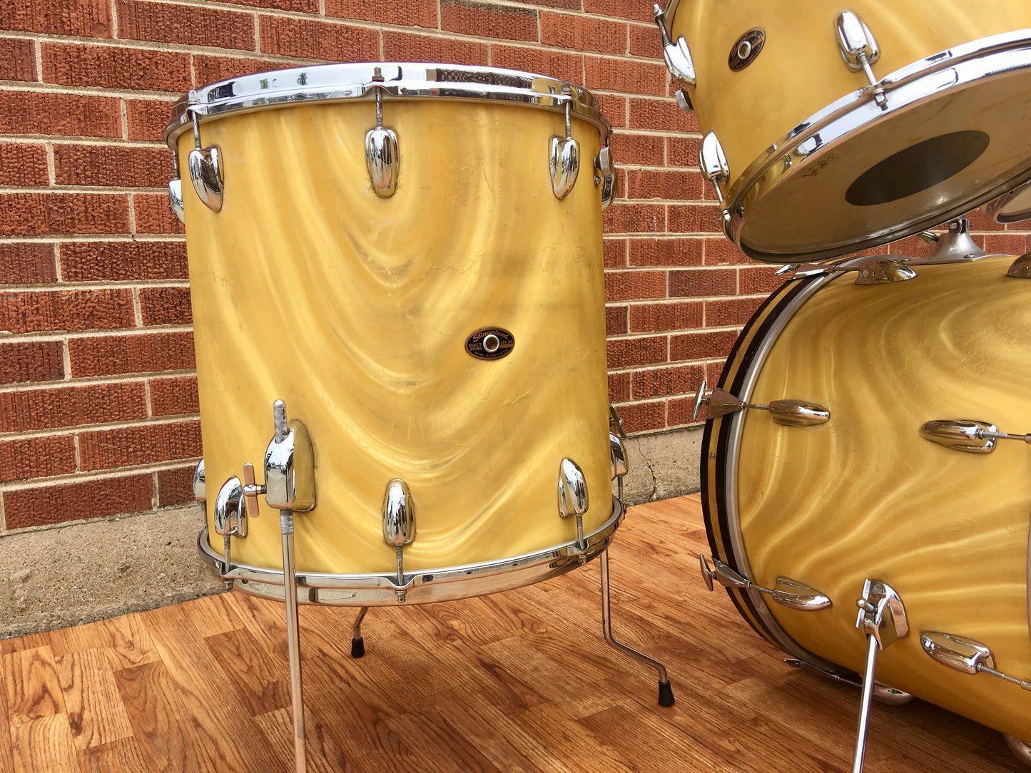 1968 Slingerland New Rock Outfit No. 50N Gold Satin Pearl Flame
