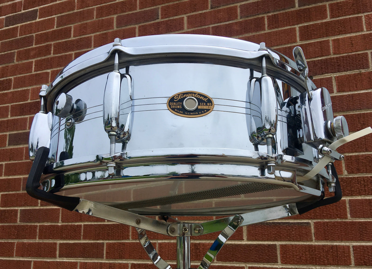 1960s Slingerland 5x14 Gene Krupa 8 Lug Sound King Snare Drum Chrome Over Brass 227XXX