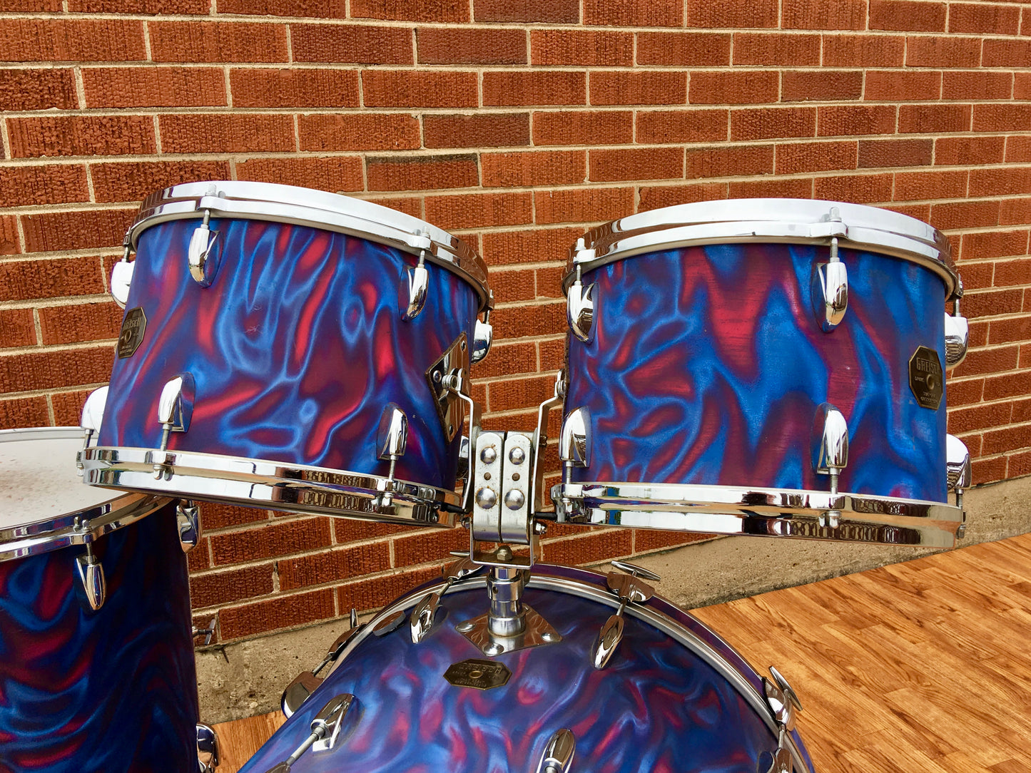 1971 Gretsch Stop Sign Badge Drum Set in Peacock Satin Flame