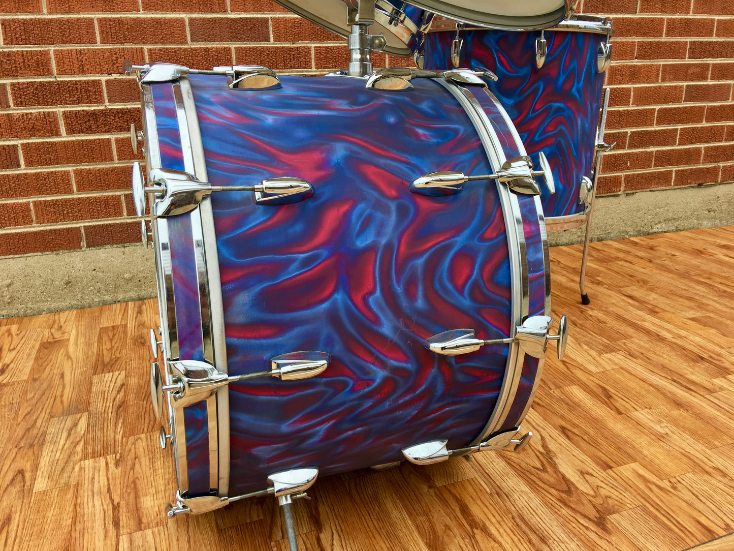 1971 Gretsch Stop Sign Badge Drum Set in Peacock Satin Flame