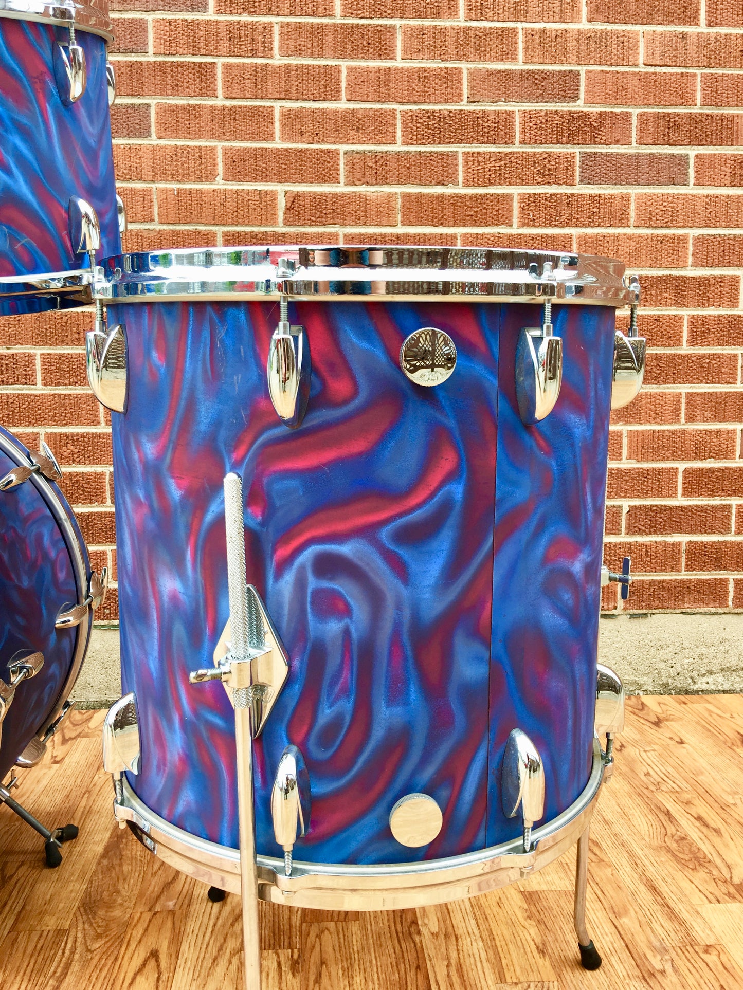 1971 Gretsch Stop Sign Badge Drum Set in Peacock Satin Flame