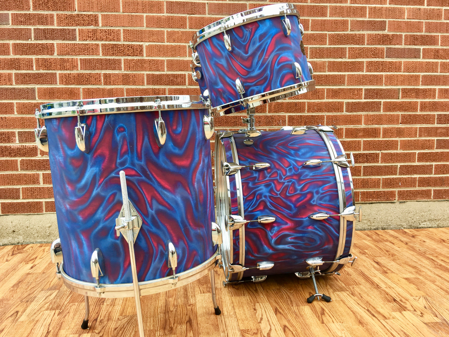 1971 Gretsch Stop Sign Badge Drum Set in Peacock Satin Flame